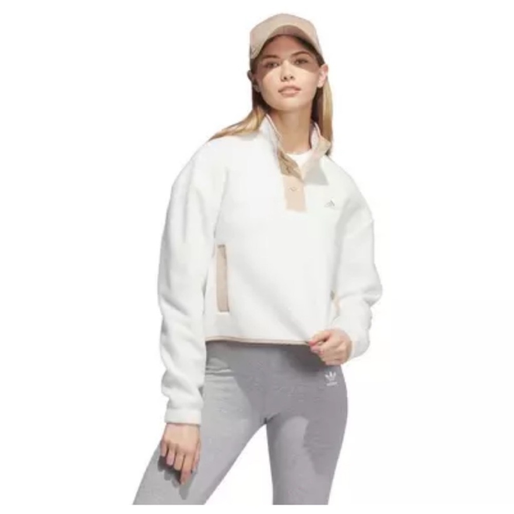 Adidas Women's Cream and Tan Sweatshirt